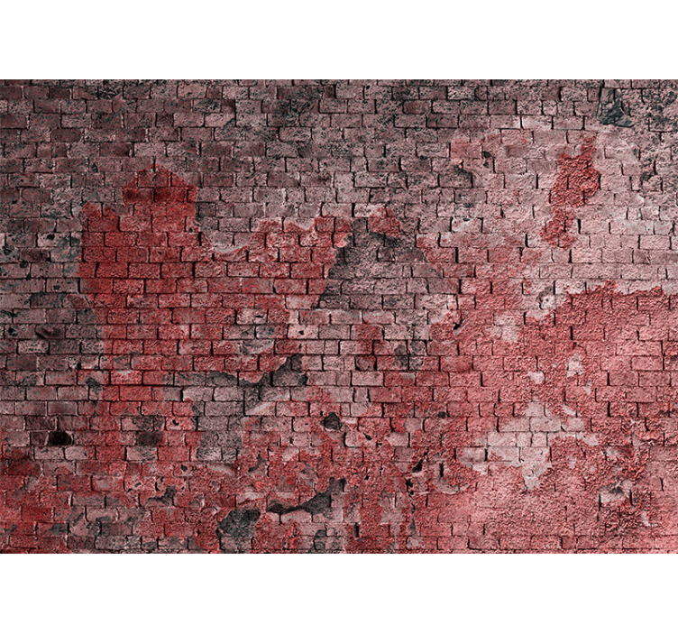 Brick wall mural textured red surface - TenStickers
