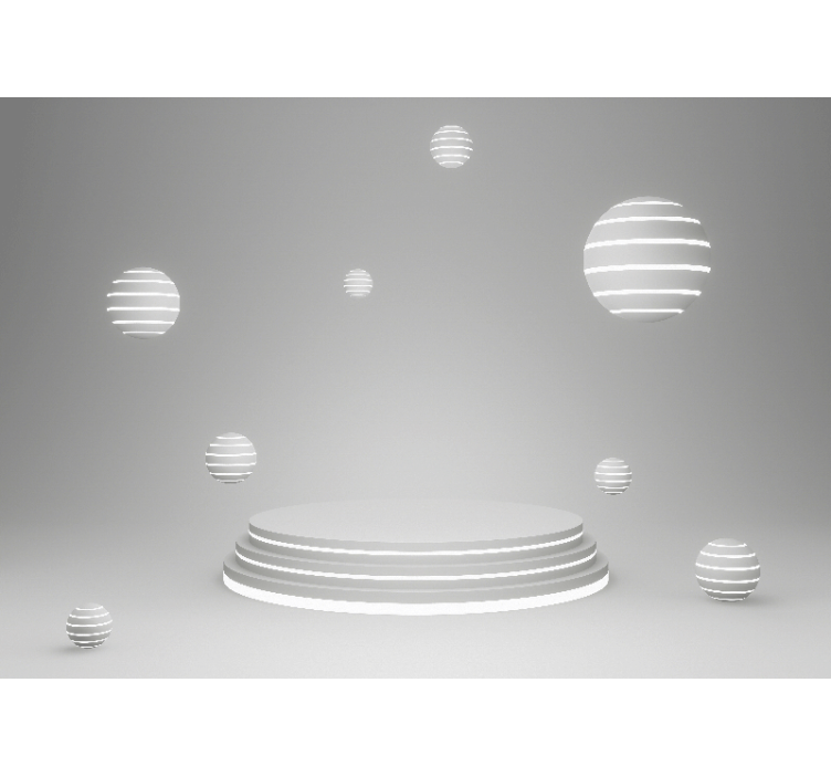 Abstract wall mural geometric floating forms - TenStickers