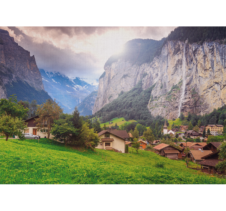 Landscape wall mural mountain valley view - TenStickers