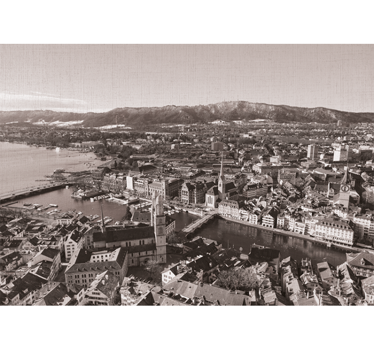 City wall mural zurich cityscape view - TenStickers
