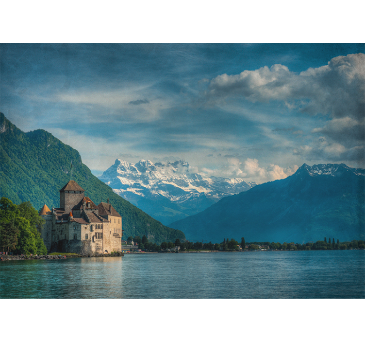 Landscape wall mural mountainous castle view - TenStickers