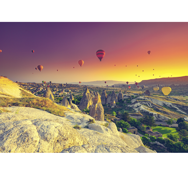 Hot air balloons flying over wall Mural - TenStickers