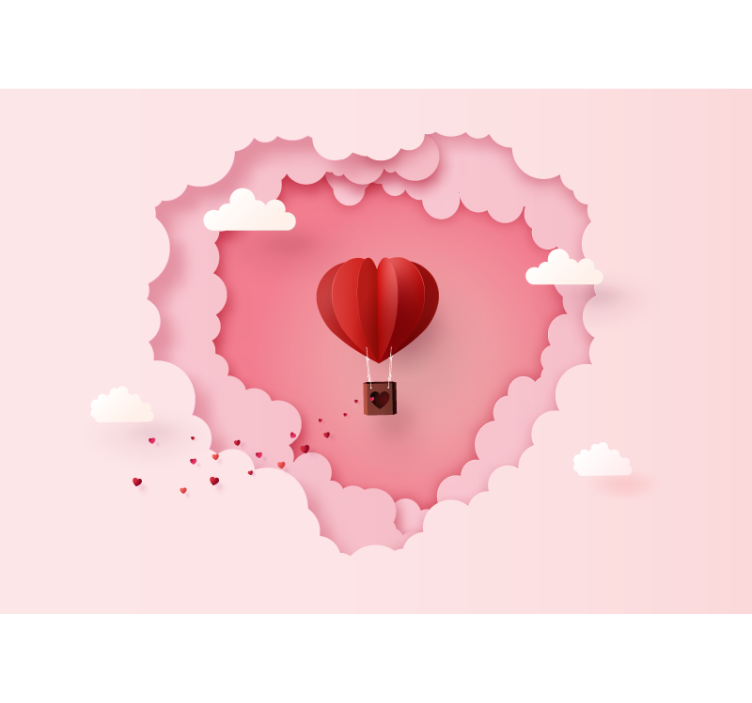 Love wall mural heart shaped hot air balloon - TenStickers