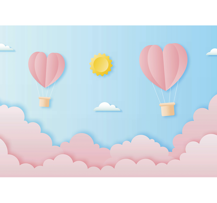 Love wall mural with heart-shaped balloons - TenStickers