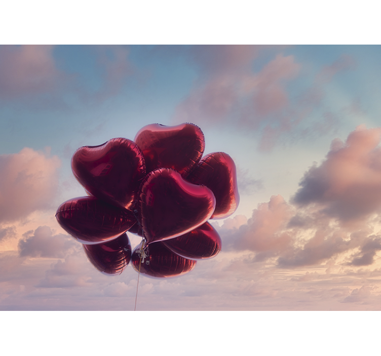 Love wall mural heart shaped air balloons - TenStickers