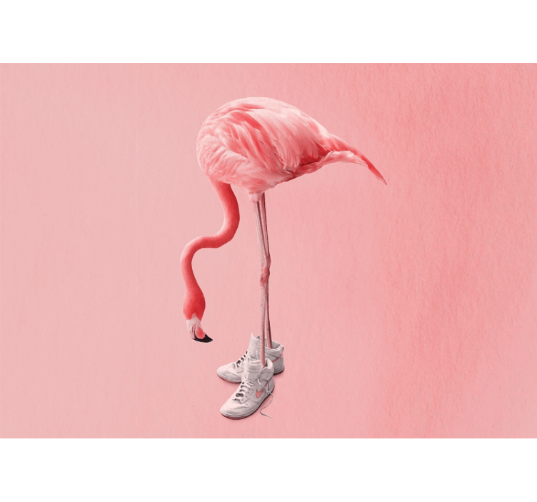 Animal wall mural flamingo in sneakers - TenStickers