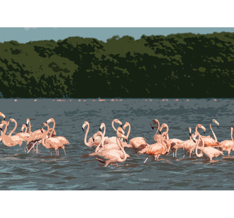 Animal wall mural flamingo flock gathering - TenStickers