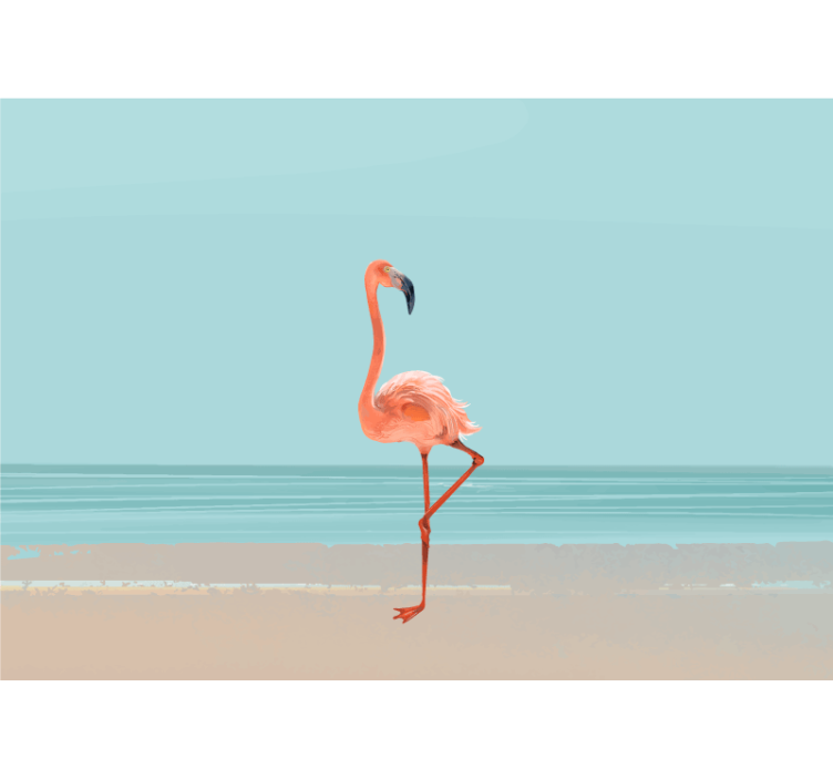 Sea animals wall mural flamingo at the shore - TenStickers