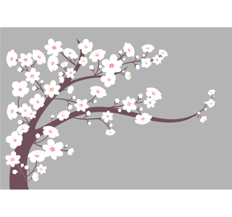 Flower wall mural blooming cherry branch - TenStickers