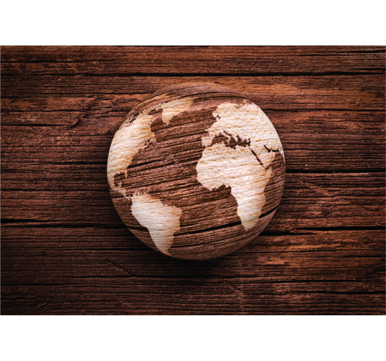 Wooden Texture world map wall mural - TenStickers
