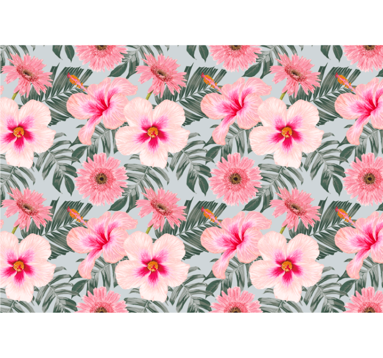 Pink floral pattern flower wall mural - TenStickers