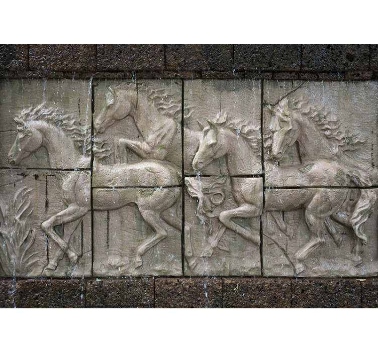 Animal wall mural galloping horses relief - TenStickers