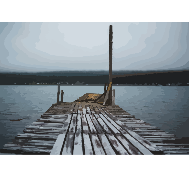 Landscape wall mural serene lake dock - TenStickers