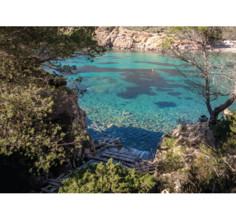 Nature wall mural tranquil coastal view - TenStickers