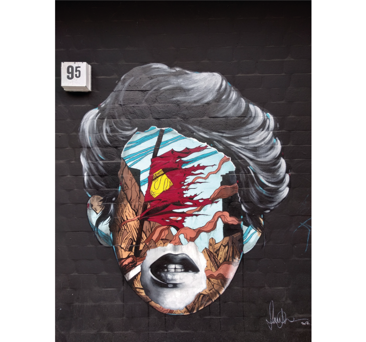 Urban wall mural fragmented human profile - TenStickers