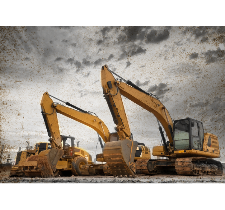 Vehicle wall mural construction machinery showcase - TenStickers