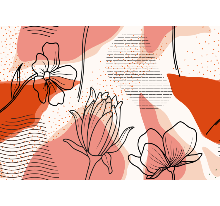Flower wall mural floral line drawing - TenStickers