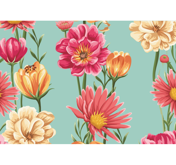 Colorful flower composition flower wall mural - TenStickers
