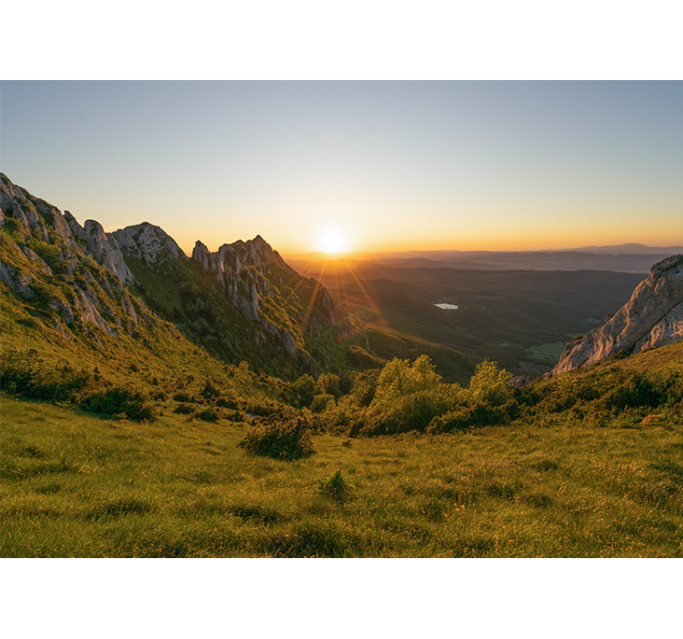 Landscape wall mural sunset over mountains - TenStickers