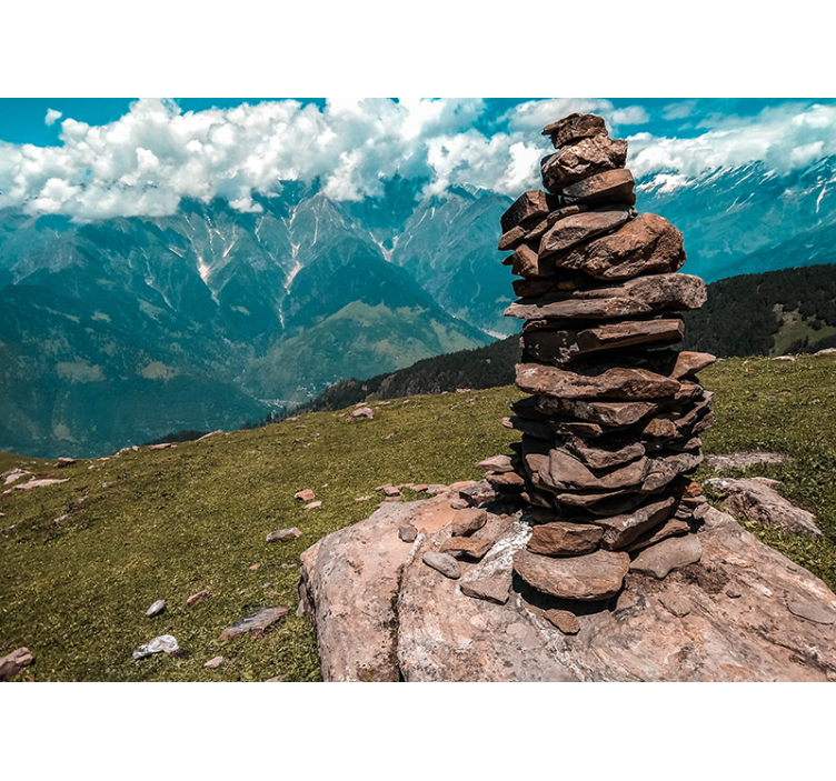 Mountain wall mural stacked stone formation - TenStickers