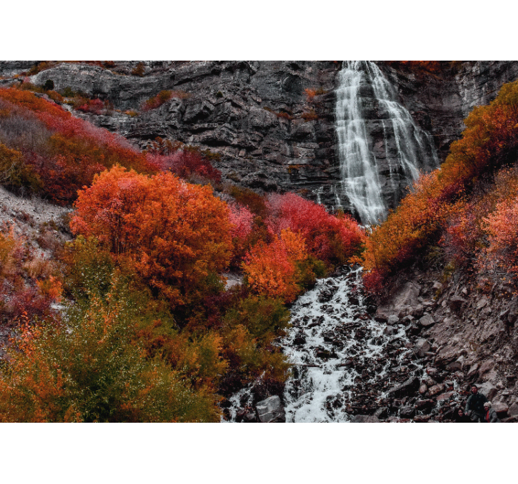 Waterfall wall mural autumn waterfall scene - TenStickers