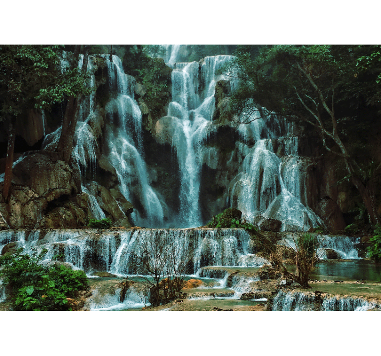 Mountain wall mural majestic waterfall scene - TenStickers