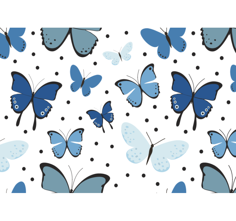 Kids wall mural blue butterfly design - TenStickers
