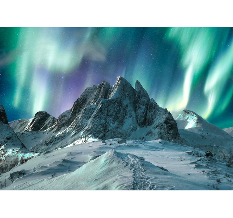 Landscape wall mural mountain aurora show - TenStickers