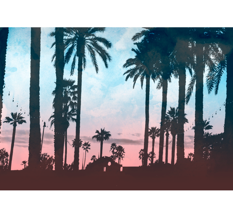 Nature wall mural palm tree silhouette - TenStickers
