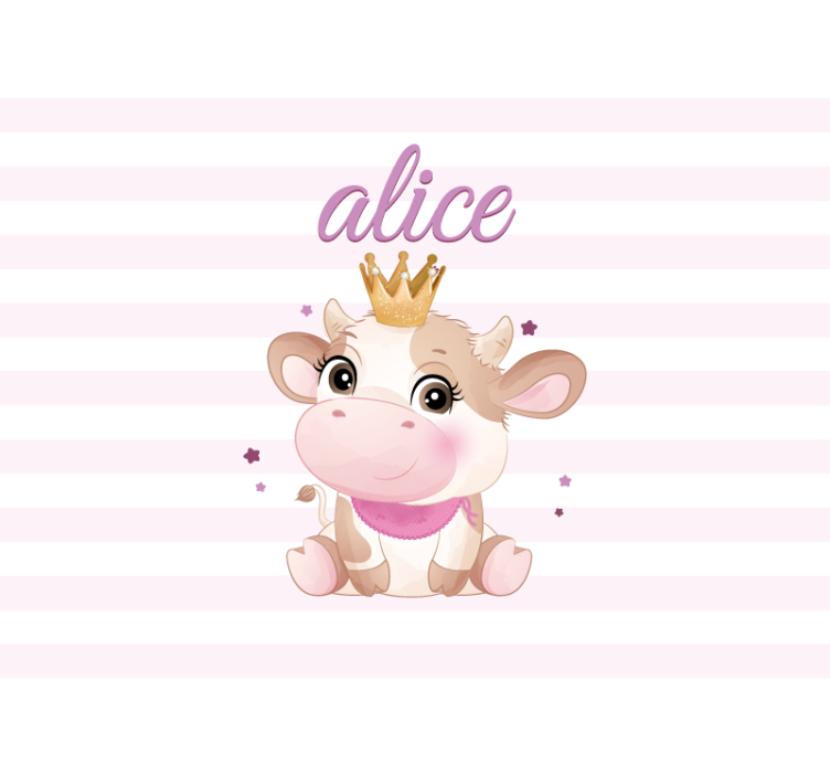 Crowned Cow Illustration kids wall mural - TenStickers