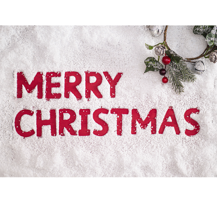 Merry Christmas with snow Christmas wall mural - TenStickers