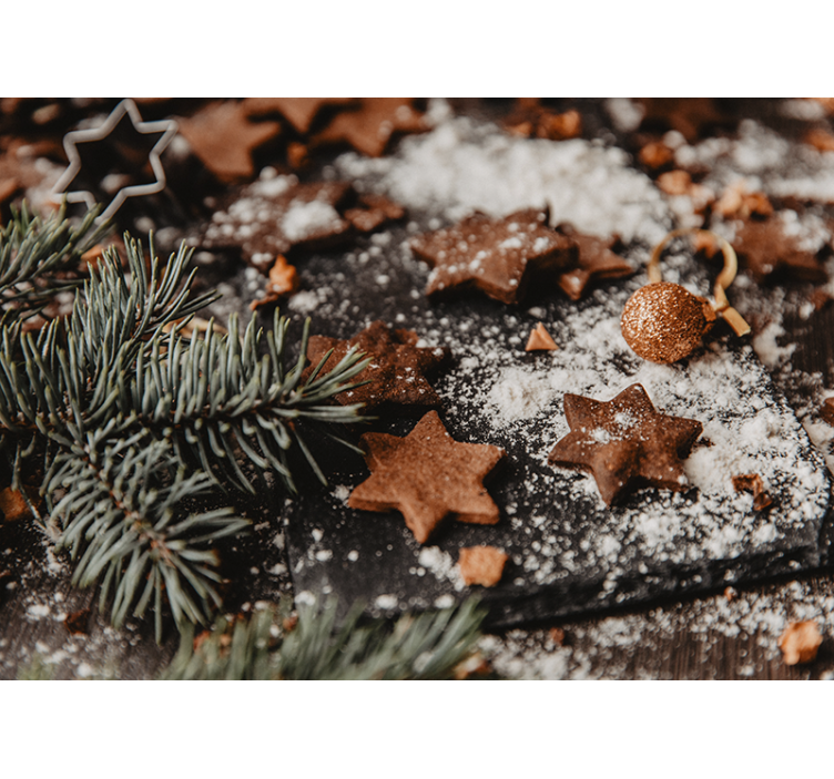 Christmas wall mural festive gingerbread stars - TenStickers