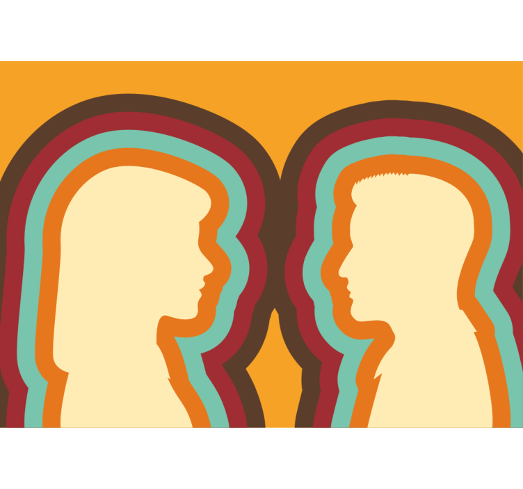 Love wall mural couple silhouettes - TenStickers