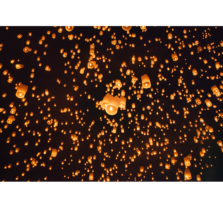 Floating lanterns festival hallway wall mural - TenStickers