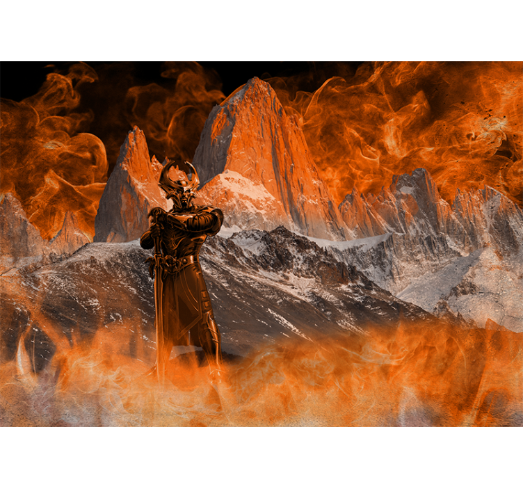 Fantasy wall mural dramatic fiery landscape - TenStickers