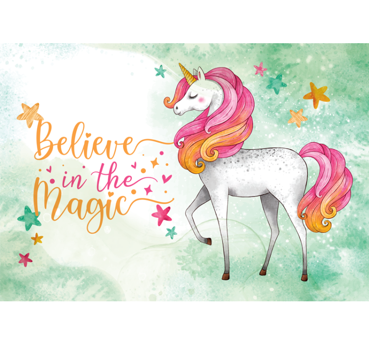 Fantasy wall mural unicorn in enchantment - TenStickers