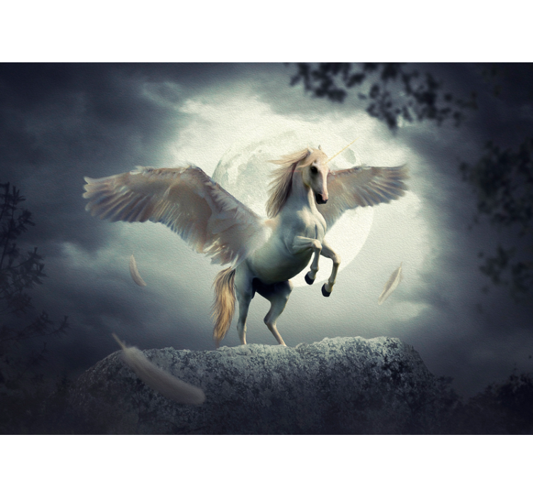 Fantasy wall mural flying unicorn dreamscape - TenStickers