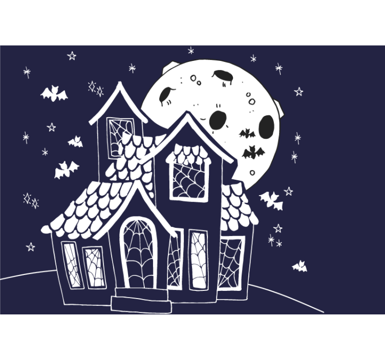 Halloween wall mural spooky haunted house - TenStickers
