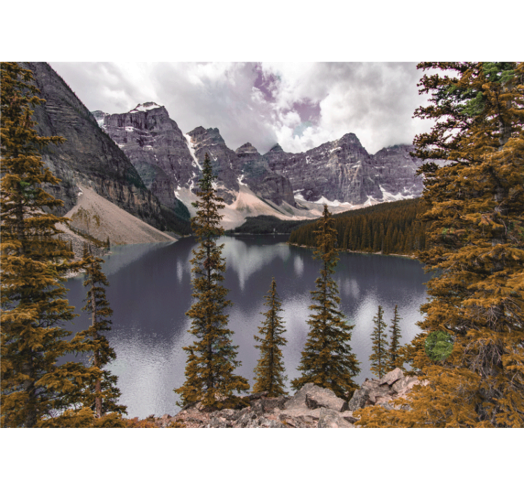 Landscape wall mural peaceful mountain lake - TenStickers