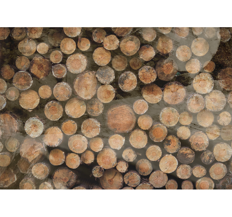 Textured wall mural wooden log arrangement - TenStickers