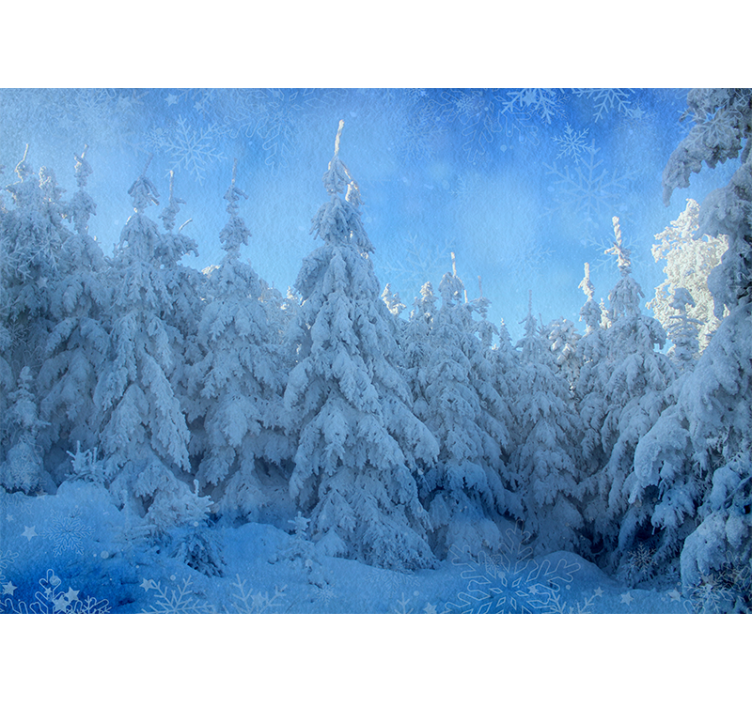Forest wall mural snowy pine trees - TenStickers