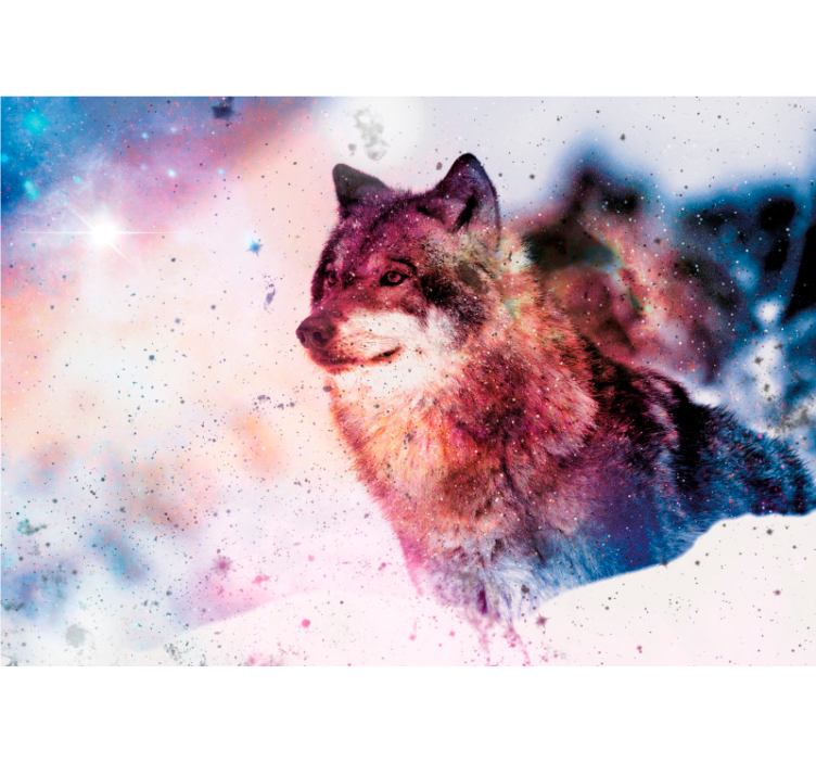Animal wall mural of the lone cosmic wolf - TenStickers