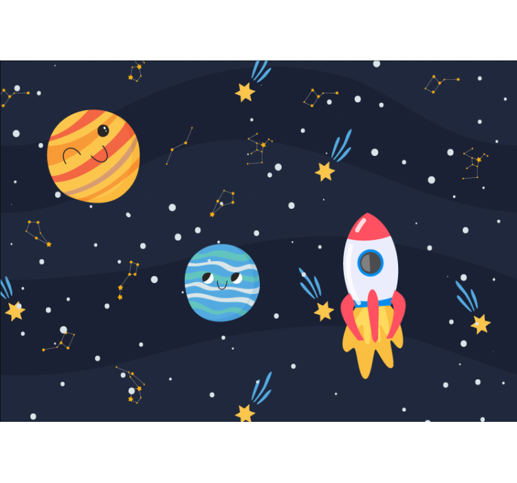Space wall mural playful planetary exploration - TenStickers