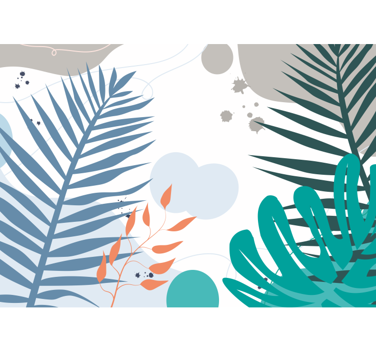 Nature wall mural with stylized leaf designs - TenStickers