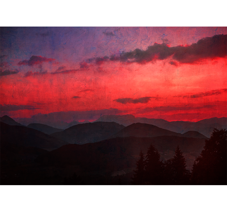 Dramatic mountain sunset mountain wall mural - TenStickers
