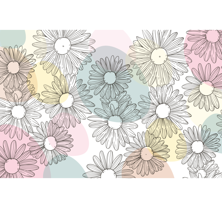 Flower wall mural daisy floral design - TenStickers