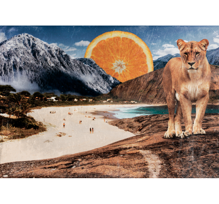 Animal wall mural lion beach scene - TenStickers