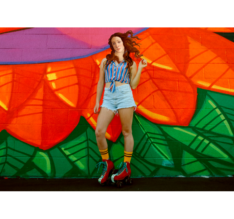 Urban wall mural bold roller skater - TenStickers