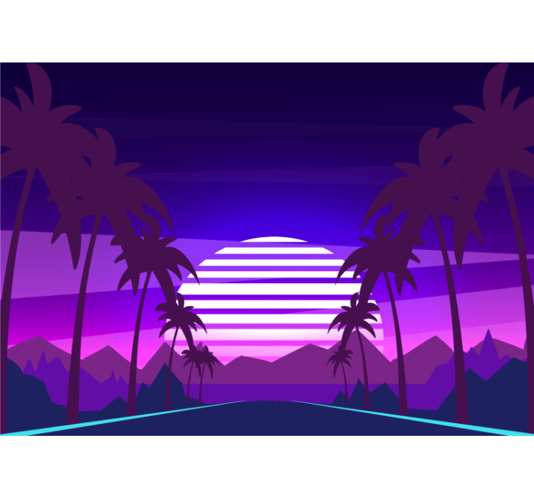Tropical sunset escape landscape wall mural - TenStickers