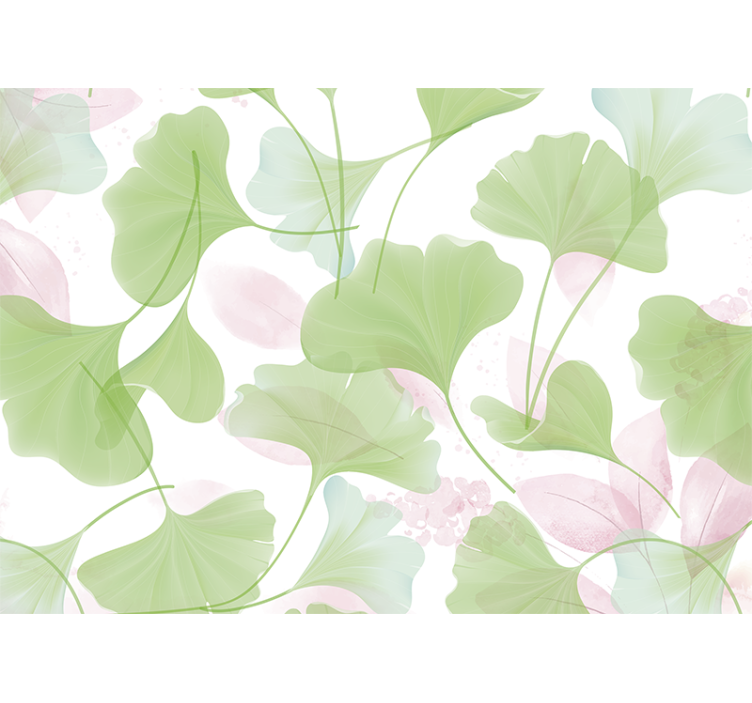 Glamour watercolor ginko leaves wall mural - TenStickers